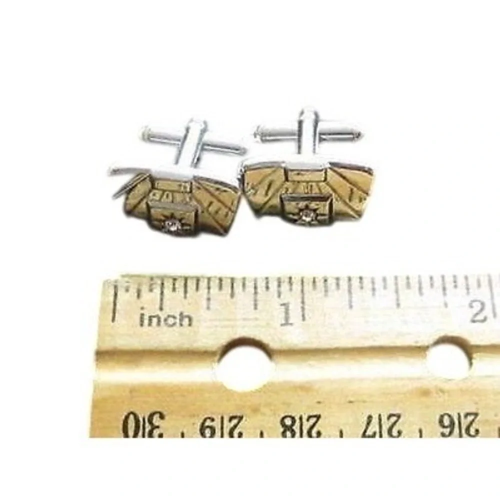 Vintage Silver Plated Clear Rhinestone Star Men's Cuff links‎ Men's Jewelry